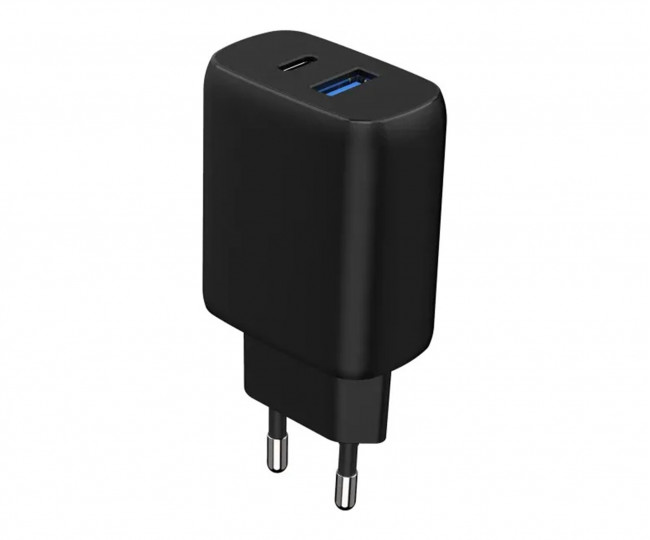 СЗУ Proove Silicone Power 2 30W (Type-C + USB) + Cable Type-C to Type-C (1m) (black)